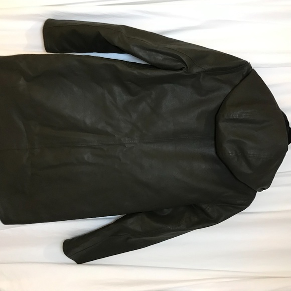 SOLD - M0851 - Canadian Made - Waxed Leather Wool Lined Coat - Picture 9 of 10